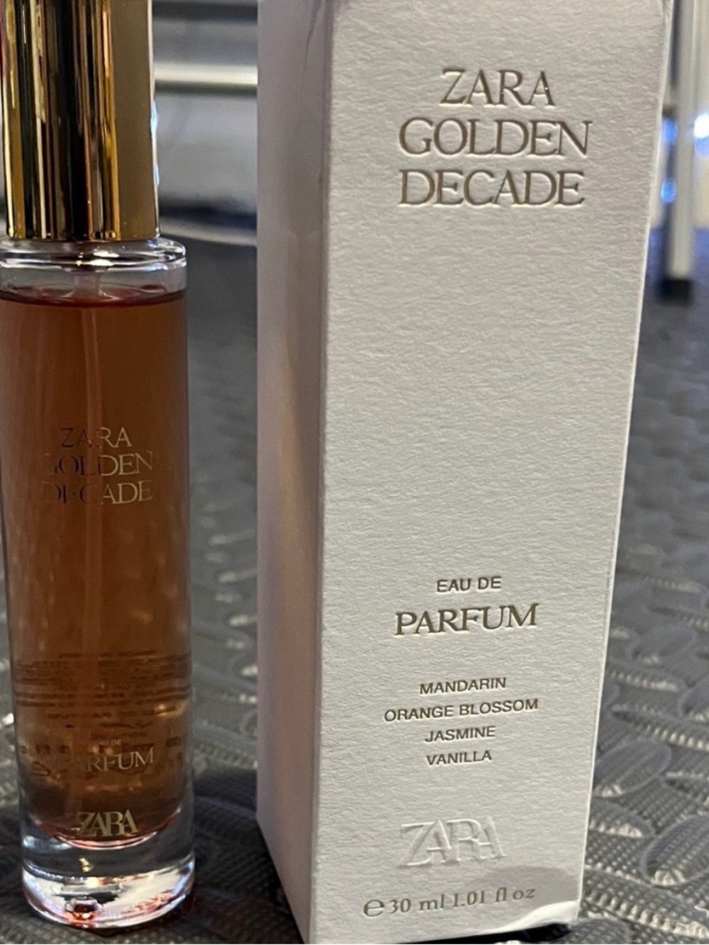 Zara Golden Decade Eau de Parfum — Amber & Gold Accents